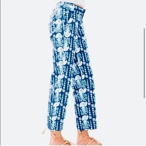 Lilly Pulitzer coconut cocoanut walk crop pant jellyfish get in line blue print